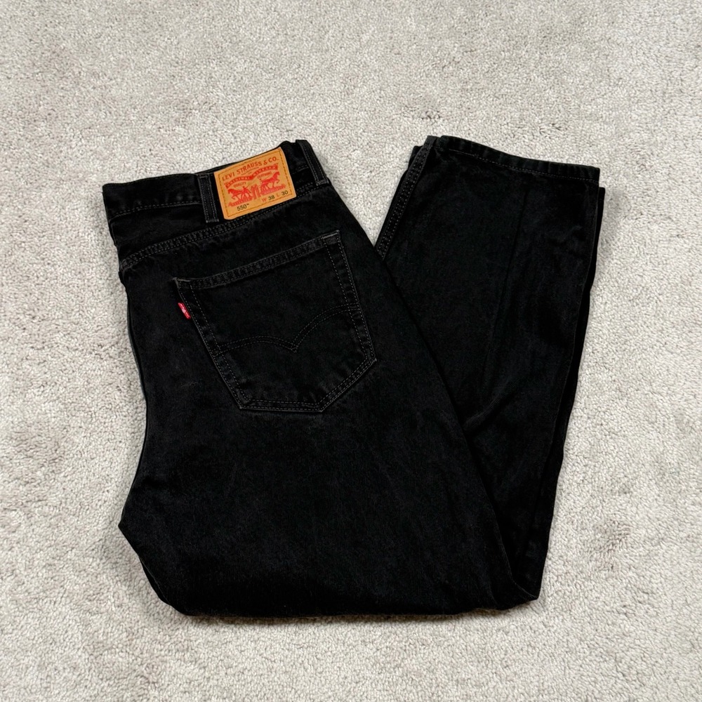 Levis 550 Relaxed Fit Tapered Leg Black Denim Jeans Mens 38x30